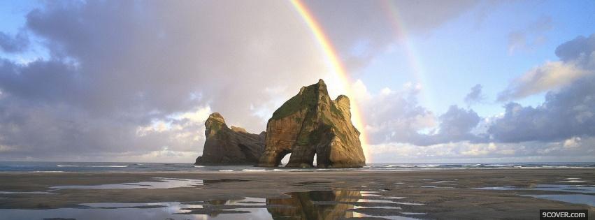 Photo rainbow and water nature Facebook Cover for Free