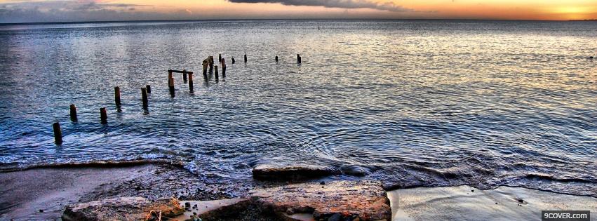 Photo sea wood nature Facebook Cover for Free