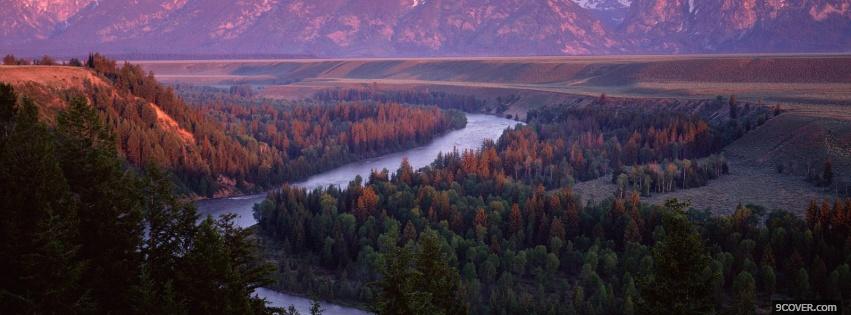 Photo river in forest nature Facebook Cover for Free