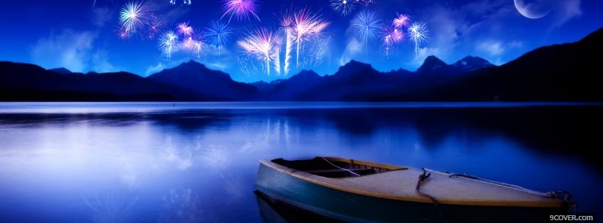 Photo fireworks and scenery nature Facebook Cover for Free