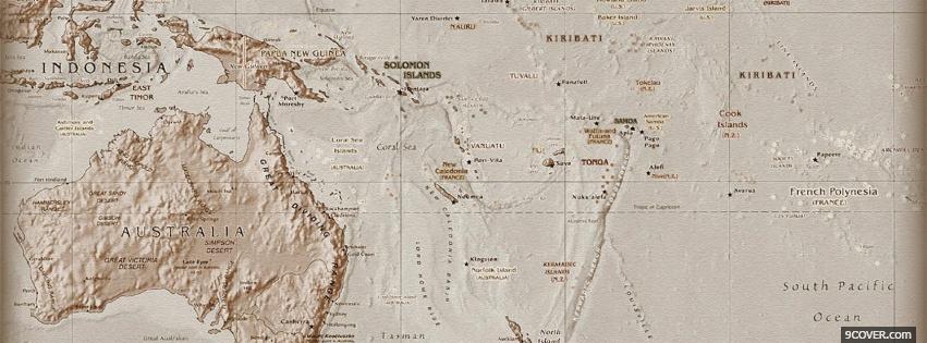 Photo map australia and new zealand Facebook Cover for Free