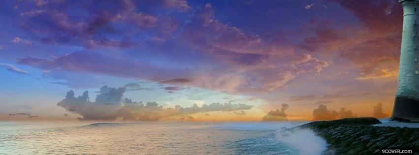 Photo lighthouse colorful sky nature Facebook Cover for Free