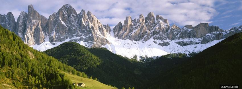 Photo snow and green mountains Facebook Cover for Free