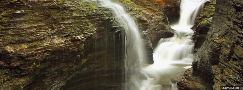 Photo rocks and waterfalls nature Facebook Cover for Free
