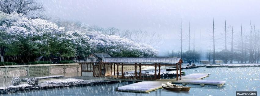 Photo winter and rain nature Facebook Cover for Free