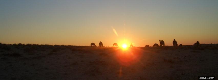 Photo sunset desert nature Facebook Cover for Free