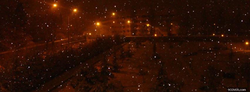 Photo snowy night nature Facebook Cover for Free