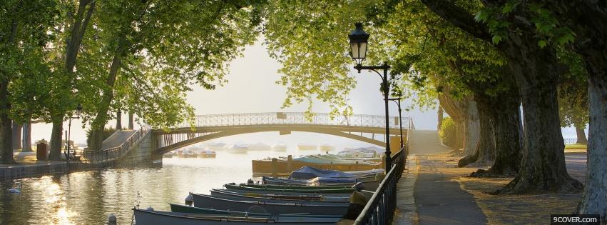 Photo trees and boats nature Facebook Cover for Free