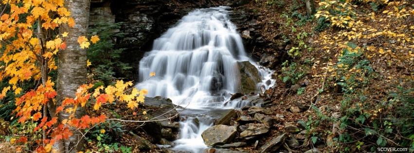 Photo waterfall in woods nature Facebook Cover for Free
