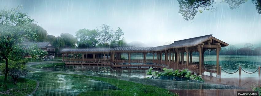 Photo rain in japan nature Facebook Cover for Free