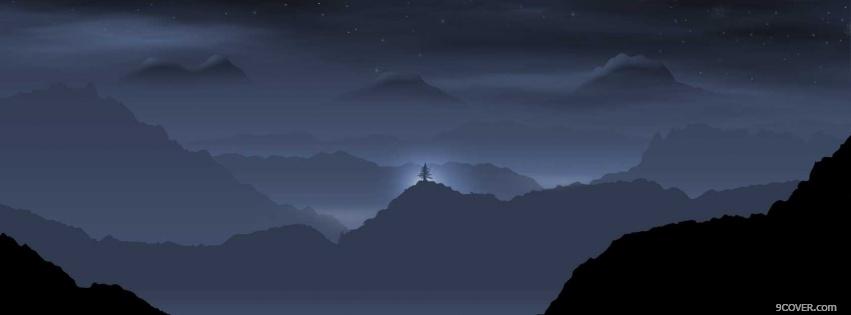 Photo one tree mountains nature Facebook Cover for Free