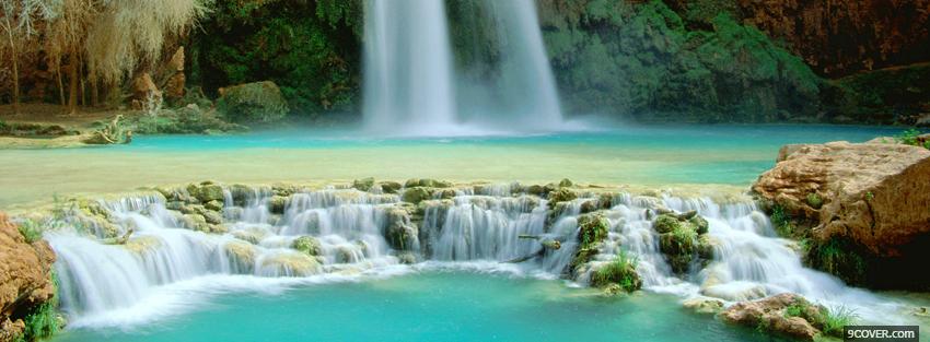 Photo waterfall paradise nature Facebook Cover for Free