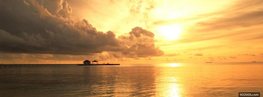 Photo sunset ocean nature Facebook Cover for Free