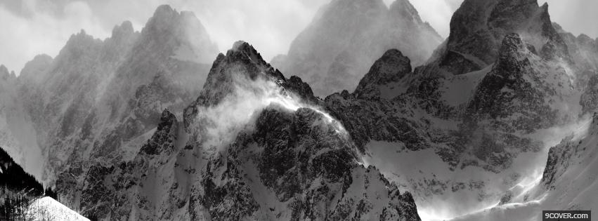 Photo black and white mountains Facebook Cover for Free