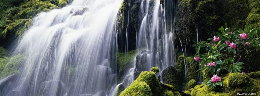 Photo flowers and waterfall nature Facebook Cover for Free