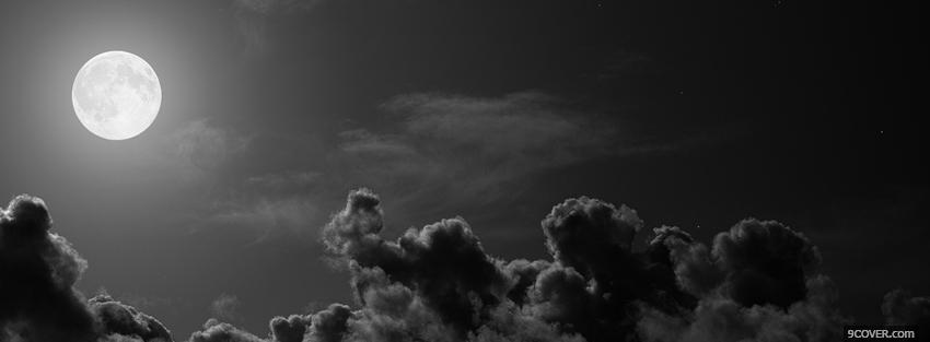 Photo full moon black and white Facebook Cover for Free