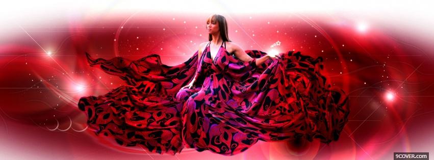Photo big red dress fashion Facebook Cover for Free