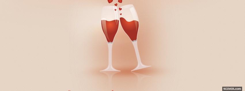 Photo red wine valentines Facebook Cover for Free