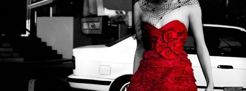 Photo beautiful red dress Facebook Cover for Free