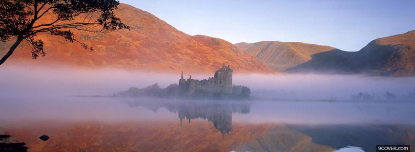 Photo mist mountains kilchurn castle Facebook Cover for Free