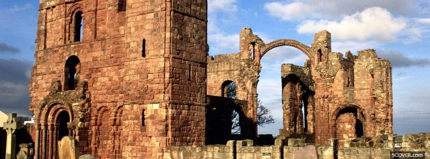 Photo lindisfarne priory old castle Facebook Cover for Free