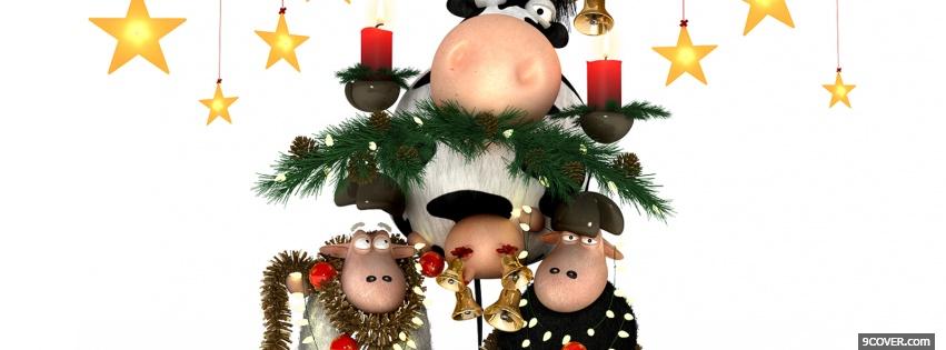 Photo cows celebrating christmas Facebook Cover for Free