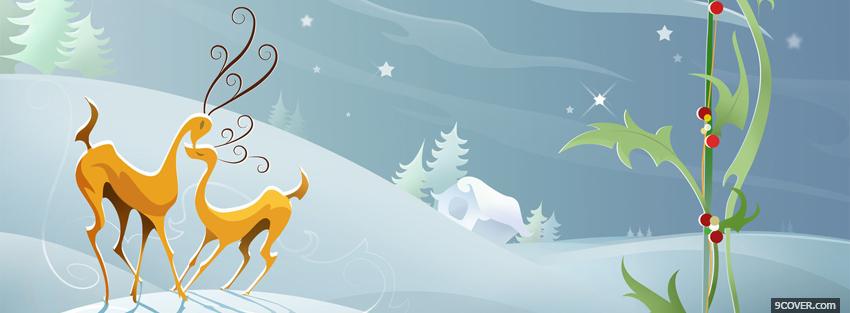 Photo cute reindeers christmas Facebook Cover for Free