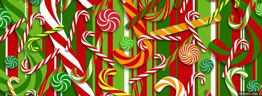 Photo christmas candy canes Facebook Cover for Free