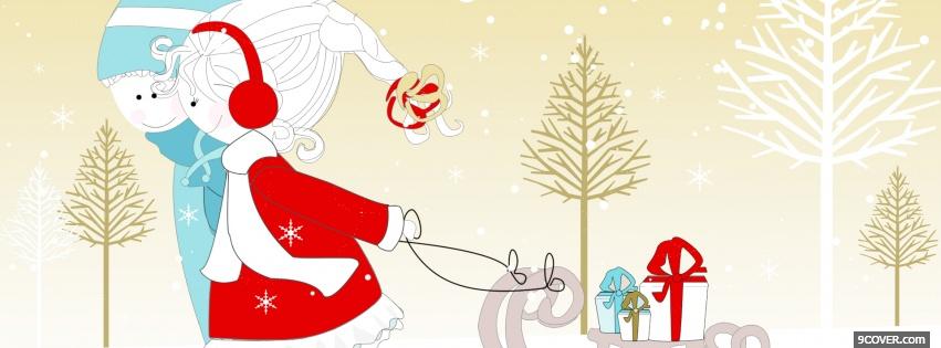 Photo couple in love for christmas Facebook Cover for Free
