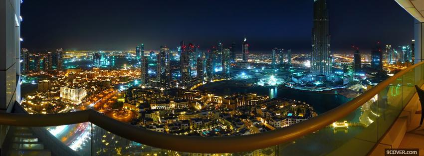 Photo dubai city at night Facebook Cover for Free