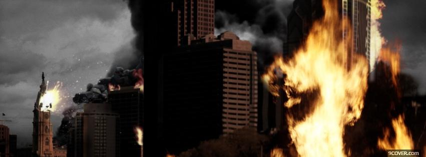 Photo city on fire Facebook Cover for Free