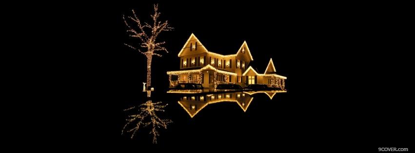 Photo house decorated for christmas Facebook Cover for Free