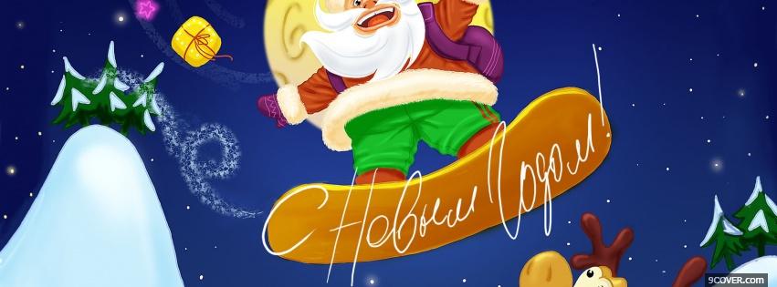 Photo funny santa claus Facebook Cover for Free