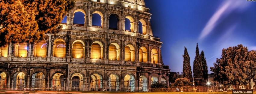 Photo night colosseum city Facebook Cover for Free