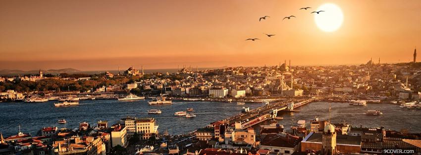 Photo istanbul and city Facebook Cover for Free
