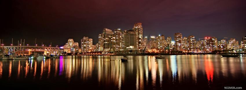 Photo vancouver night city Facebook Cover for Free