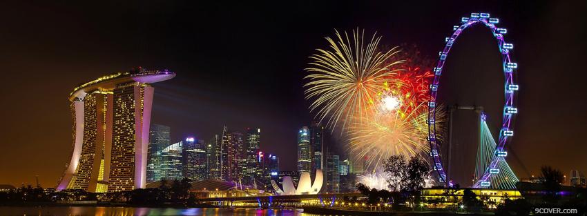 Photo singapore fireworks city Facebook Cover for Free