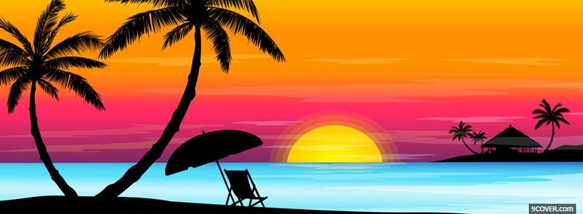Photo beach sunset creative Facebook Cover for Free