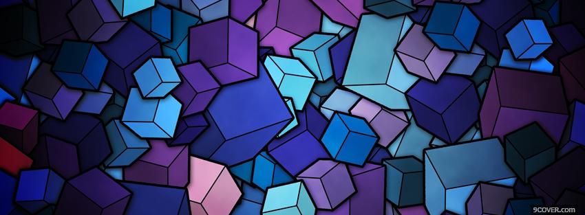 Photo blue purple cubes creative Facebook Cover for Free