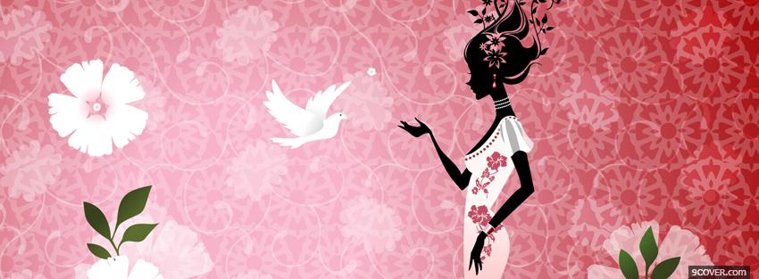 Photo woman standing bird creative Facebook Cover for Free