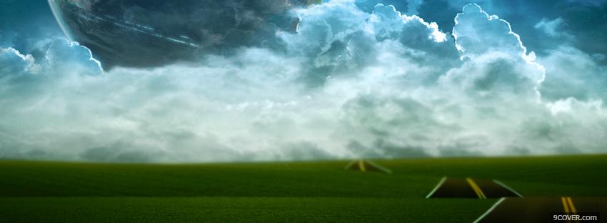 Photo street large clouds creative Facebook Cover for Free