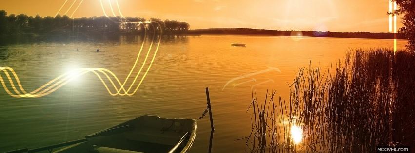 Photo sunset lake creative Facebook Cover for Free