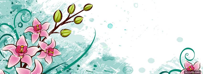 Photo drawed flowers creative Facebook Cover for Free