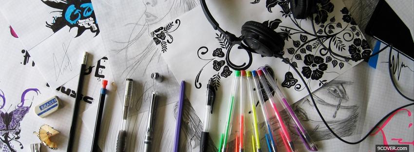 Photo crayons and drawings creative Facebook Cover for Free