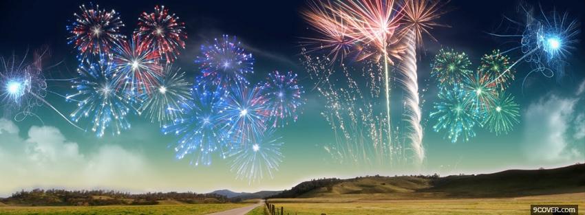 Photo many fireworks creative Facebook Cover for Free