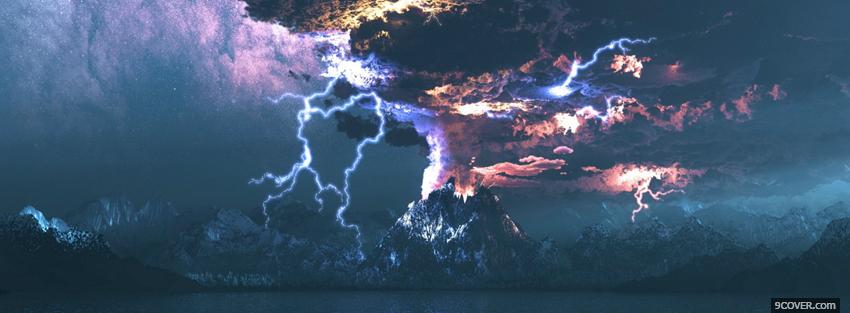 Photo volcano and lightning creative Facebook Cover for Free
