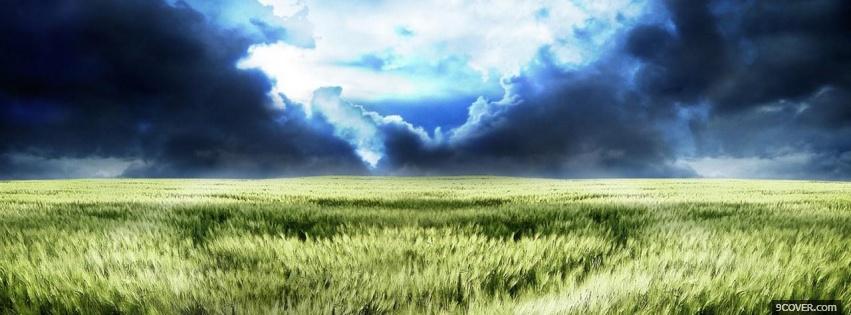 Photo clouds grass creative Facebook Cover for Free