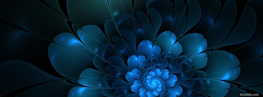 Photo bleu neon flower Facebook Cover for Free