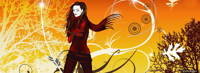 Photo woman autumn creative Facebook Cover for Free