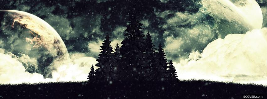 Photo forest in space creative Facebook Cover for Free